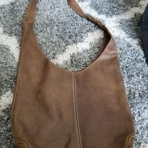 Roots Leather Crossbody Hobo Bag